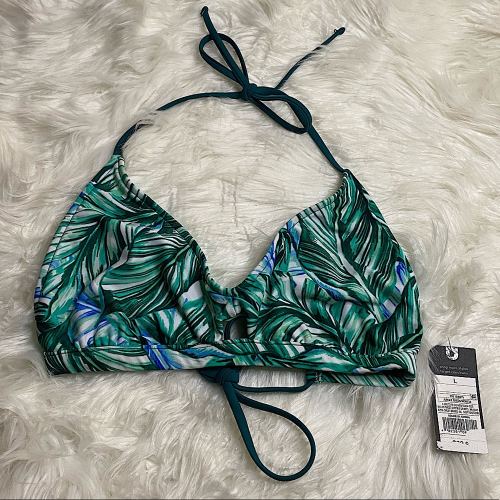 Mossimo NWT tropical deep green bikini top size L
